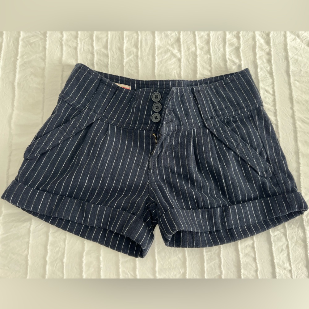 Navy Blue Striped Women's high waisted Shorts size XS